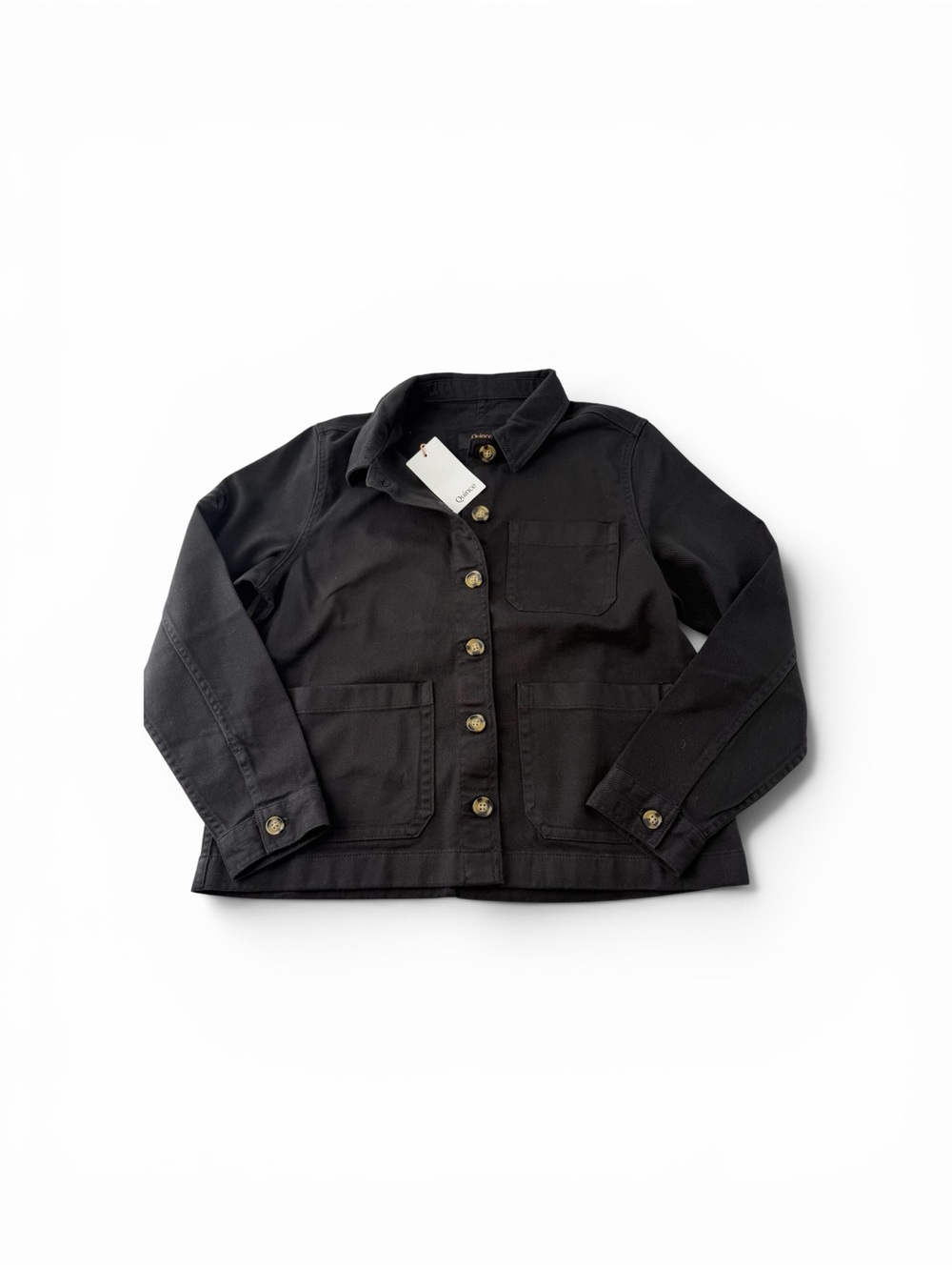 Quince Black Organic Comfort Stretch Chore Jacket Casual Classic Timeless Size M - Picture 2 of 10